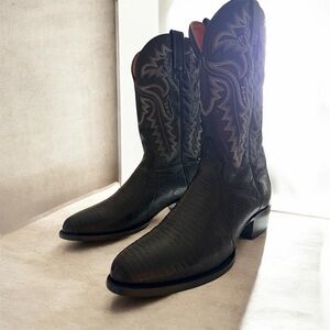 Dan Post Lizard Men's Black Western Cowboy Boots 10.5 D